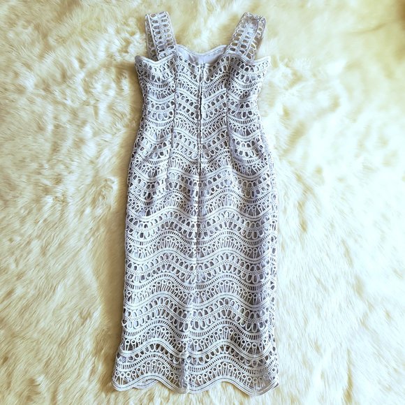 Lela Rose Sheath Dress Wave Lace in Ice Blue Size 2 EUC - Picture 7 of 16